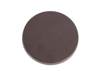 Round chocolate bar isolated on white background