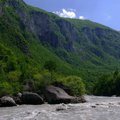 Georgia mountains and river in summer time