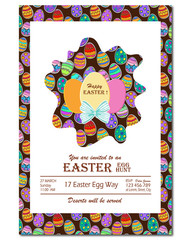 Easter egg invitation. Easter background. Egg stickers. Paper eggs.

