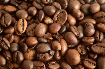 Coffee beans detail macro texture background