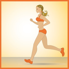 Fototapeta na wymiar Sport Woman Run Fitness Girl Jogging Vector Illustration