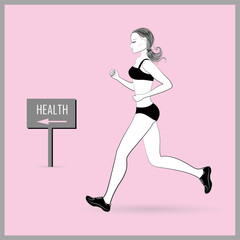 Fototapeta na wymiar Running woman , fitness concept .