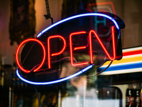 open sign in a restaurant