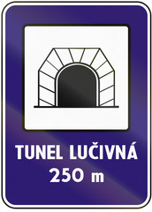 Road sign used in Slovakia - Tunnel. Tunel means tunnel