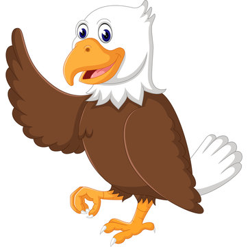 illustration of Cute eagle cartoon waving
