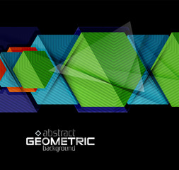 Fototapeta premium Textured paper geometric shapes on black