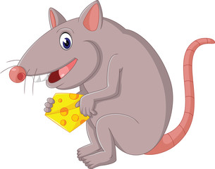 Cute mouse cartoon holding cheese