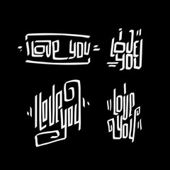 I love you valentine's day lettering.  Can be used as postcards, stigma, pattern