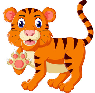 Cute tiger cartoon roaring