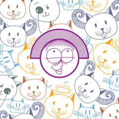 Vector colorful illustration of happy smiling cartoon girl 