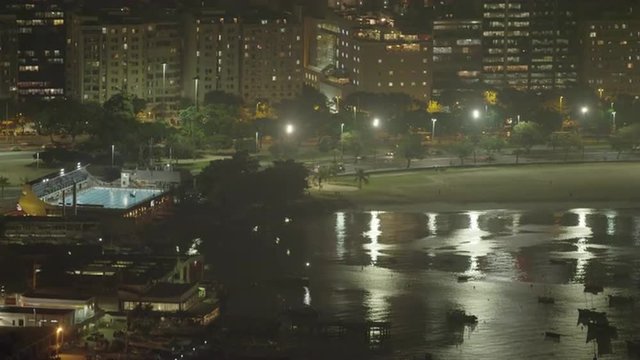 A helicopter shot looking down at the conjested streets of downtown Rio de Janeiro.