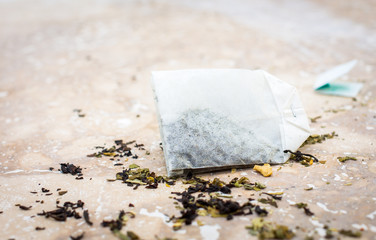 tea bag on a marble background 