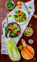 Mixed vegetables with carrots, cabbage and broccoli tasty