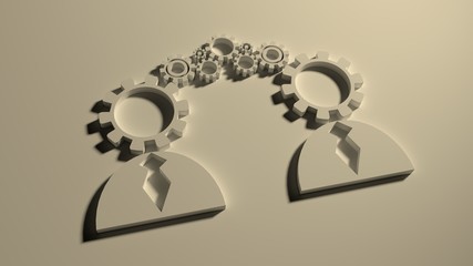 Human model connection. 3D outline silhouettes