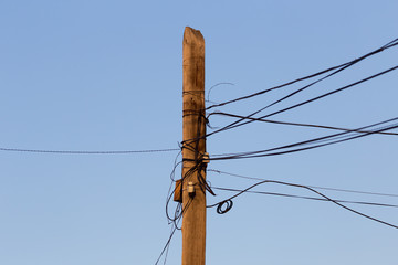electric pole at sunrise sun
