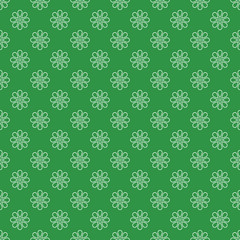 Seamless pattern with flower icon on green background, spring color. - 99963224