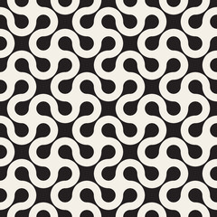 Vector Seamless Black and White Rounded Line Spiral Cross Pattern