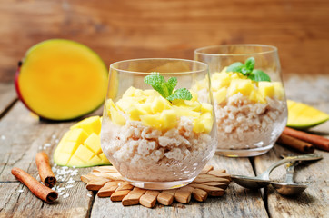 Mango cinnamon rice pudding