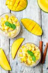 Mango cinnamon rice pudding