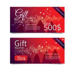 Christmas and happy new year voucher with chirstmas tree 