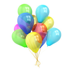 bunch of colorful balloons on white background