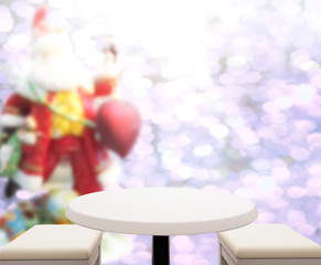 Wood Table Top Background In Holiday