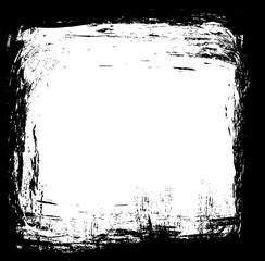 black grunge border frame isolated on white background