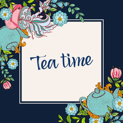 Time to drink tea. Trendy poster