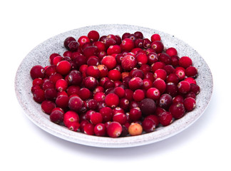 Cranberries in a wicker tray