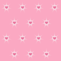 Cute romantic pattern with hearts and stars