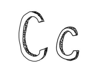 Fototapeta premium New drawing Character C of alphabet.