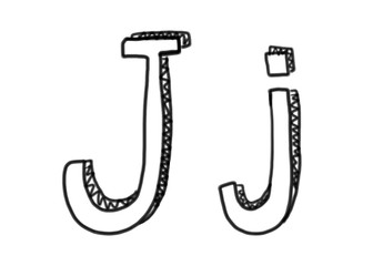 New drawing Character J of alphabet.