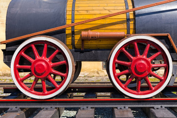 Wheels of an old vintage locomotive