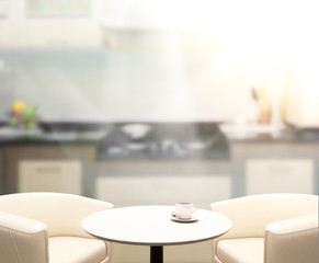 Table Top And Blur Interior Background