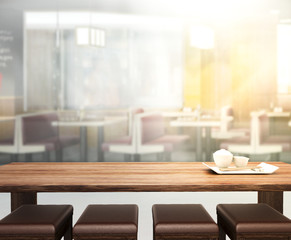 Table Top And Blur Interior of Background