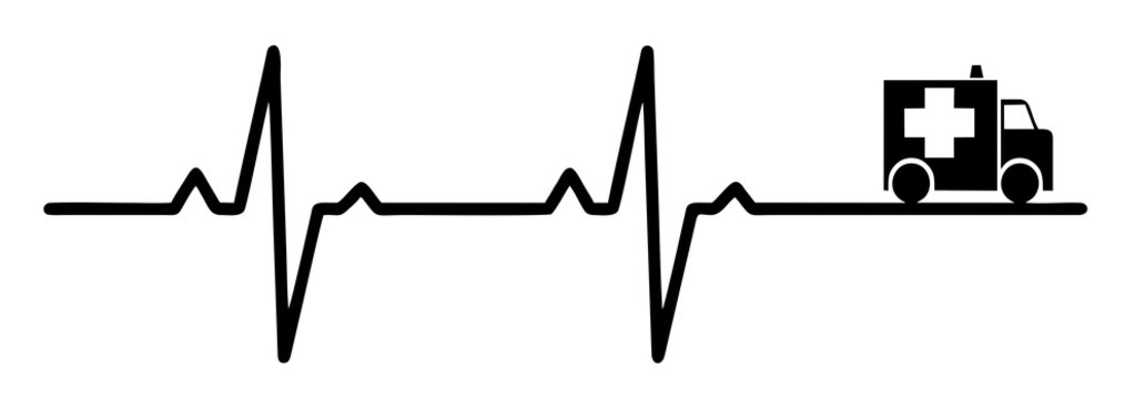 Rescue symbol and cardiogram