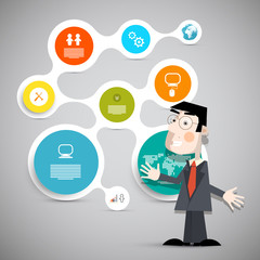 Business Man with Paper Circle Presentation Layout