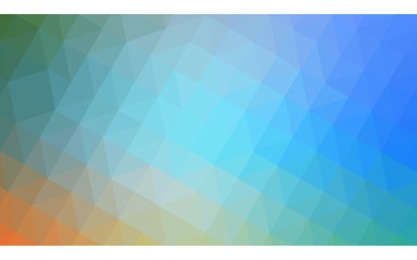 Multicolor blue, yellow, orange polygonal design illustration, which consist of triangles and gradient in origami style.