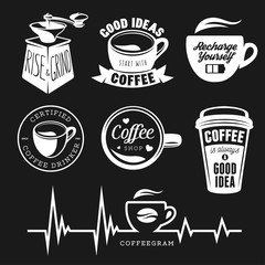 Coffee related posters, labels, badges and design elements set.