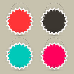 Vector Empty Paper Toothed Star Shaped Labels - Tags or Stickers Set