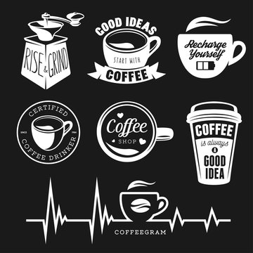 Coffee related posters, labels, badges and design elements set.