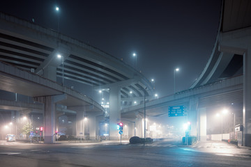 Shanghai highway bridges at night