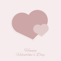 Red heart, love, Valentines day heart with text on light pink background