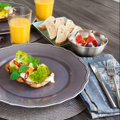 Healthy breakfast with egg and vegetables