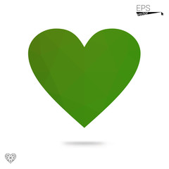 Green heart isolated on white background.