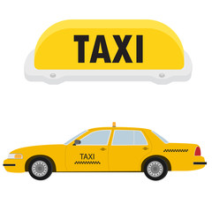 Taxi car and sign