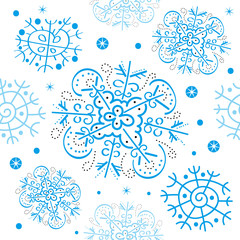 vector snowflakes-seamless pattern on a white background