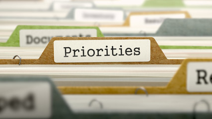 Priorities Concept on File Label. - obrazy, fototapety, plakaty