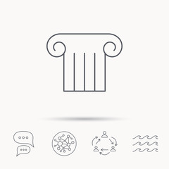 Antique column icon. Ancient museum sign.