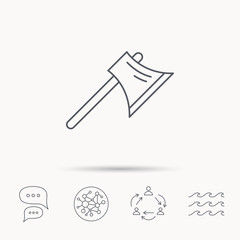 Axe icon. Worker equipment sign.